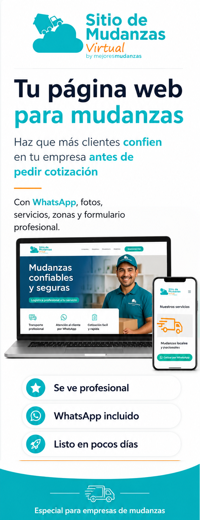 Página web profesional para empresas de mudanzas
